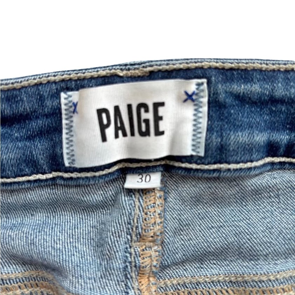 PAIGE Hoxton Straight Ankle Norfolk Jeans Frayed Hem Cropped Denim Size 30 - Picture 2 of 12